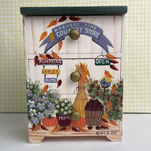 Load image into Gallery viewer, Jewelry Armoire - Harvest Time Country Store Fall Themed Mini Dresser Style Trinket Chest