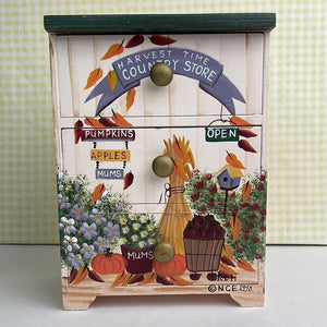 Jewelry Armoire - Harvest Time Country Store Fall Themed Mini Dresser Style Trinket Chest