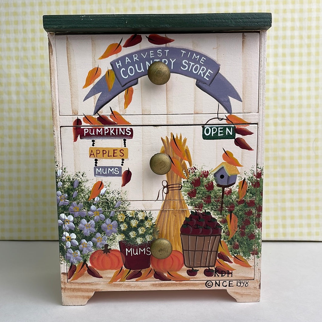 Jewelry Armoire - Harvest Time Country Store Fall Themed Mini Dresser Style Trinket Chest