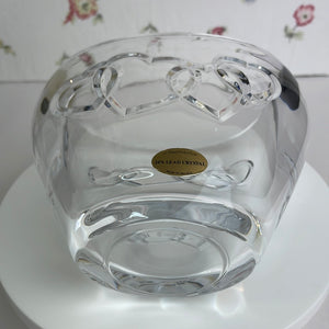 Vintage Teleflora Lead Crystal Bowl Vase with Engraved Hearts