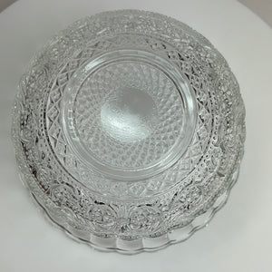Kig Malaysia Glass Bowls with Fleur de Lis Pattern, Mid Century Glassware