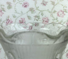 Load image into Gallery viewer, Vintage Jeannette Glass Iris and Herringbone Pattern Footed Flower Vase
