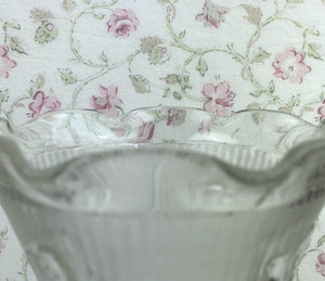 Vintage Jeannette Glass Iris and Herringbone Pattern Footed Flower Vase