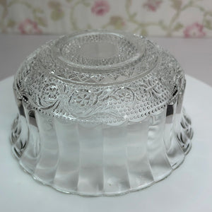 Kig Malaysia Glass Bowls with Fleur de Lis Pattern, Mid Century Glassware