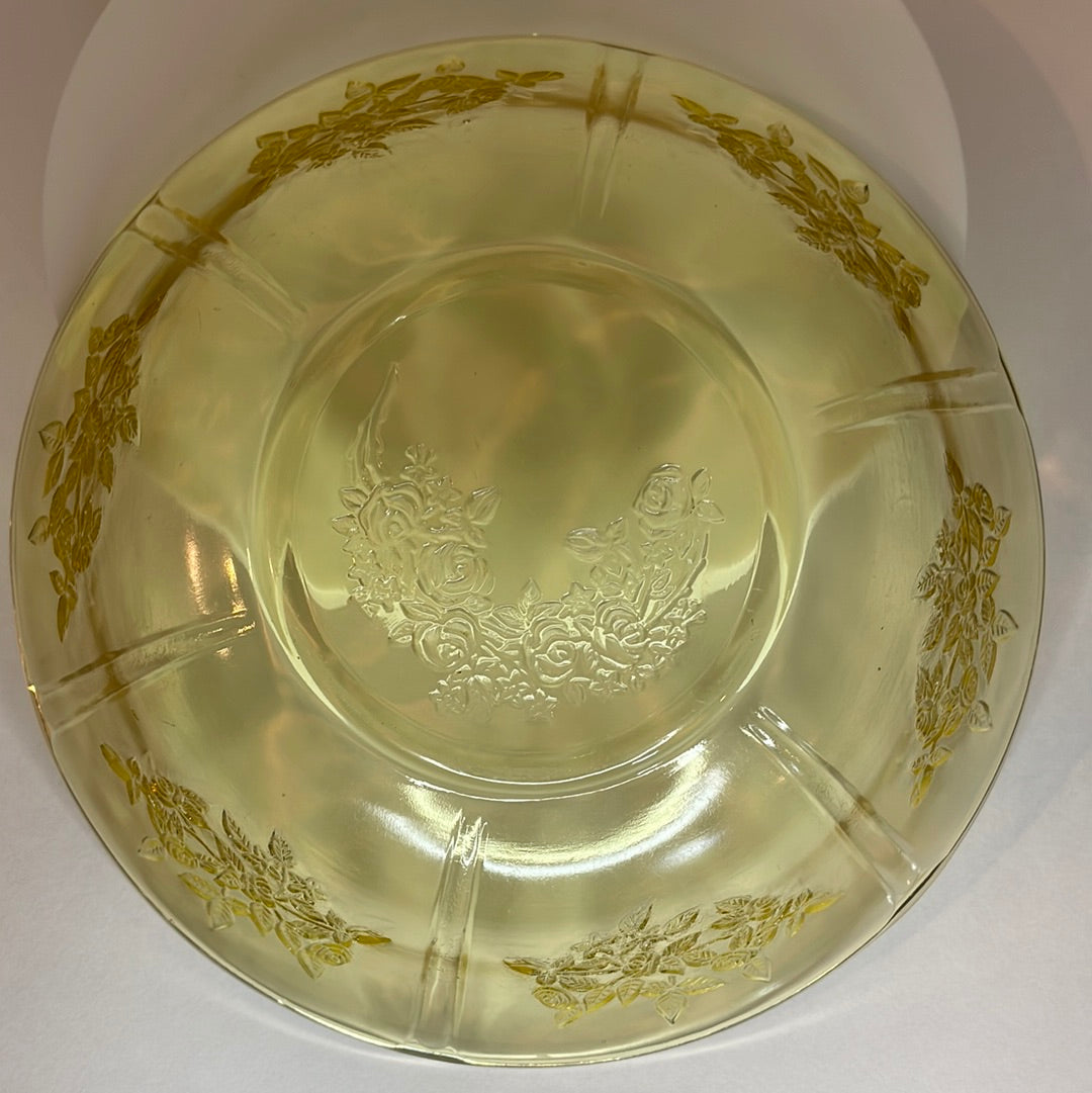 Depression Glass Bowls Set/4, Federal Glass Co. Yellow Ribbed