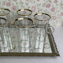 Load image into Gallery viewer, Vintage Blown Glass Mugs with Loop Handles and Gold Rim - Set of 6 Irish Coffee Mugs