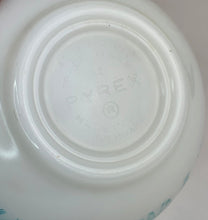 Load image into Gallery viewer, Blue Turquoise and White Pyrex Amish Butterprint Cinderella Mixing Bowls - Set of 4