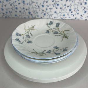 Queen's Fine Bone China Blue Harebell Saucers, Rosina China Co and "Woman and Home", Sold Separately