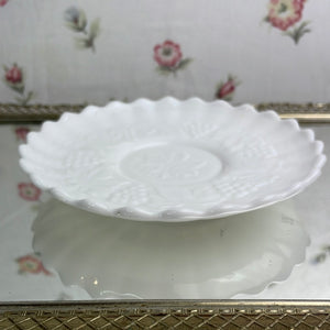 Imperial Glass Grape Cluster Pattern Footed Milk Glass Plate