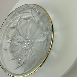 Vintage Mikasa Studio Nova Crystal Round Candy/Nut dish with Poinsettia Relief