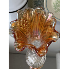 Load image into Gallery viewer, Vintage Marigold Carnival Glass Vase, Swung Iridescent Glass Vase