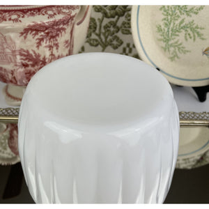 Vintage Fenton White Milk Glass Bowl Ribbed Ruffled Rim Decorative Vase