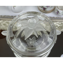 Load image into Gallery viewer, Vintage Mikasa Walther Glass Satin Rose Lidded Bowl, Glas Lidded Serving Bowl/Candy Dish, Vintage Glassware Clear Glass with Frosted Accents
