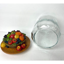 Load image into Gallery viewer, Fruit Basket Cannister Ribbed Glass Container Jar with Fruit Design Lid
