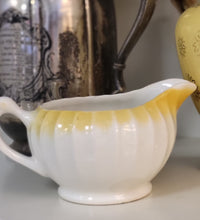 Load image into Gallery viewer, Vintage Creamer with Scalloped Edge and Yellow Ombre with Floral Design