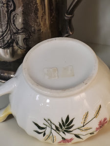 Vintage Creamer with Scalloped Edge and Yellow Ombre with Floral Design
