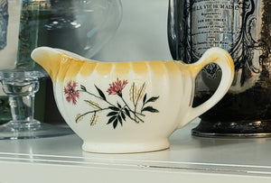 Vintage Creamer with Scalloped Edge and Yellow Ombre with Floral Design