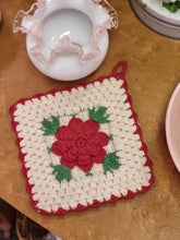 Load image into Gallery viewer, Vintage Crocheted Trivet - Rose