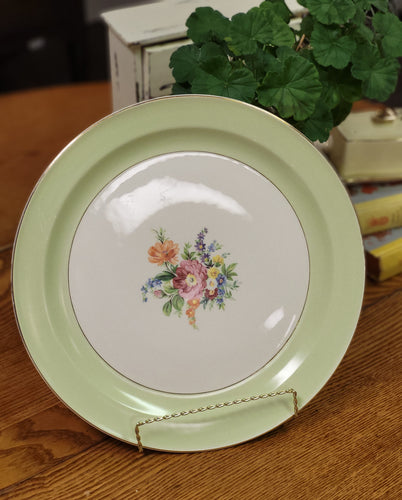 Edwin M. Knowles China Company Green Platter with Flowers