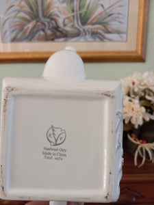 White Embossed Teapot with Rhinestones