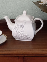 Load image into Gallery viewer, White Embossed Teapot with Rhinestones