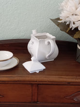 Load image into Gallery viewer, White Embossed Teapot with Rhinestones
