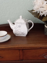 Load image into Gallery viewer, White Embossed Teapot with Rhinestones