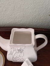 Load image into Gallery viewer, White Embossed Teapot with Rhinestones