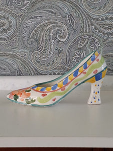 Decorative Hand Painted Ceramic High Heeled Shoe.