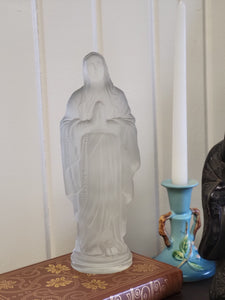 Vintage Frosted Glass Mary with Rosary