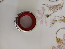 Load image into Gallery viewer, Vintage Felt Lined Silver Plate Napkin Ring Heavily Embossed with Leaf and Grapes