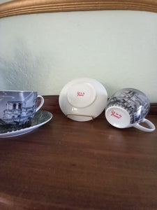 Set of 2 "OH LALA" Paris teacups and saucers
