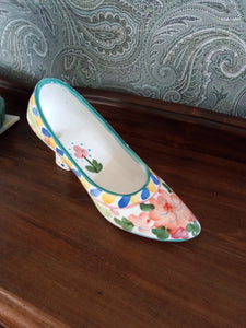 Decorative Hand Painted Ceramic High Heeled Shoe.