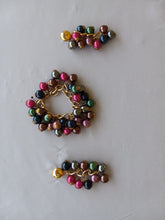 Load image into Gallery viewer, Vintage Multicolored Plastic Bead Bracelet and 3&quot; Dangling Pierced Earring Set