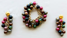 Load image into Gallery viewer, Vintage Multicolored Plastic Bead Bracelet and 3&quot; Dangling Pierced Earring Set