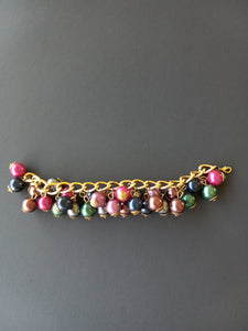 Vintage Multicolored Plastic Bead Bracelet and 3" Dangling Pierced Earring Set