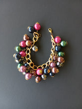 Load image into Gallery viewer, Vintage Multicolored Plastic Bead Bracelet and 3&quot; Dangling Pierced Earring Set