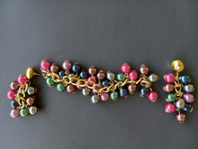 Load image into Gallery viewer, Vintage Multicolored Plastic Bead Bracelet and 3&quot; Dangling Pierced Earring Set