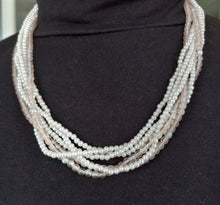 Load image into Gallery viewer, Vintage Napier White 6 strand 20&quot; Necklace - 4 Strands of Faux Seed Pearls and 2 Strands of Pinkish Plastic Beads