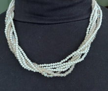 Load image into Gallery viewer, Vintage Napier White 6 strand 20&quot; Necklace - 4 Strands of Faux Seed Pearls and 2 Strands of Pinkish Plastic Beads