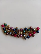 Load image into Gallery viewer, Vintage Multicolored Plastic Bead Bracelet and 3&quot; Dangling Pierced Earring Set