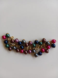 Vintage Multicolored Plastic Bead Bracelet and 3" Dangling Pierced Earring Set