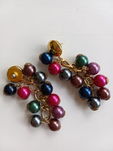 Load image into Gallery viewer, Vintage Multicolored Plastic Bead Bracelet and 3&quot; Dangling Pierced Earring Set