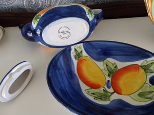 California Pantry Classic Ceramics, Blue Teapot with Tray