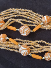 Load image into Gallery viewer, Vintage Coral Colored Twist 7 Strand Necklace 28&quot; in Length