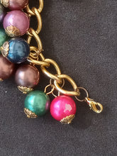 Load image into Gallery viewer, Vintage Multicolored Plastic Bead Bracelet and 3&quot; Dangling Pierced Earring Set