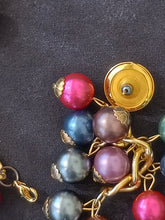 Load image into Gallery viewer, Vintage Multicolored Plastic Bead Bracelet and 3&quot; Dangling Pierced Earring Set