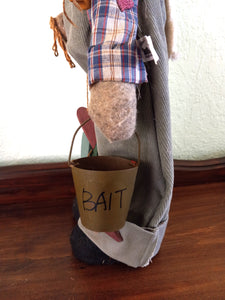 Vintage Stuffed Fishing Bear with Fish