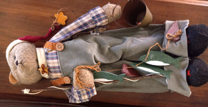 Vintage Stuffed Fishing Bear with Fish