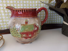 Load image into Gallery viewer, Winter Scene Pitcher with Embossed Log Cabin and Pine Trees